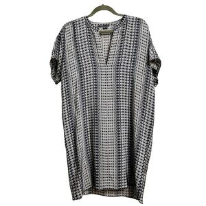 Vince Navy and White 100% Silk Tunic Dress, XS